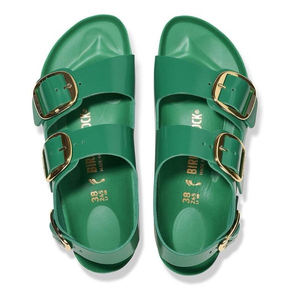 Birkenstock | Milano Big Buckle Natural Leather Patent High Shine Digital Green - Picture 1 of 15